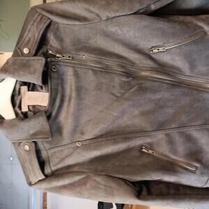 Stylish Women's Grey Suede Moto Jacket